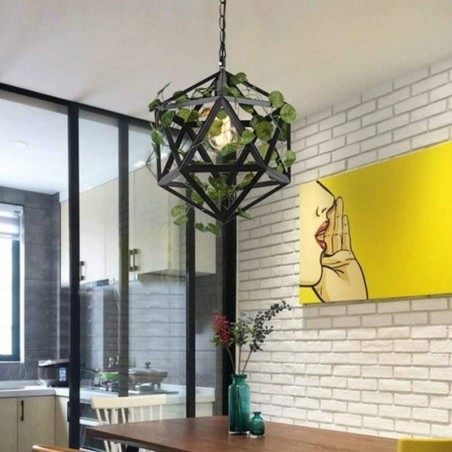 Lámpara colgante industrial vintage de hierro con forma de jaula de pájaros Lámpara colgante industrial vintage de hierro con forma de jaula de pájaros