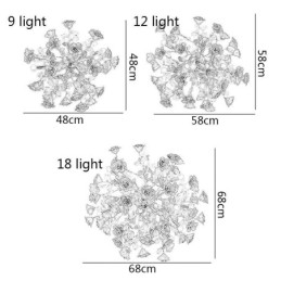 Lámpara colgante de lujo de cerámica con flores rojas