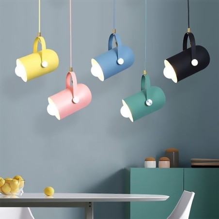 Lámpara colgante nórdica colorida de un solo cabezal con diseño de macarrón Lámpara colgante nórdica colorida de un solo cabezal con diseño de macarrón