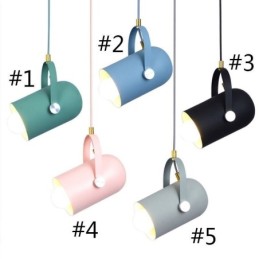 Lámpara colgante nórdica colorida de un solo cabezal con diseño de macarrón
