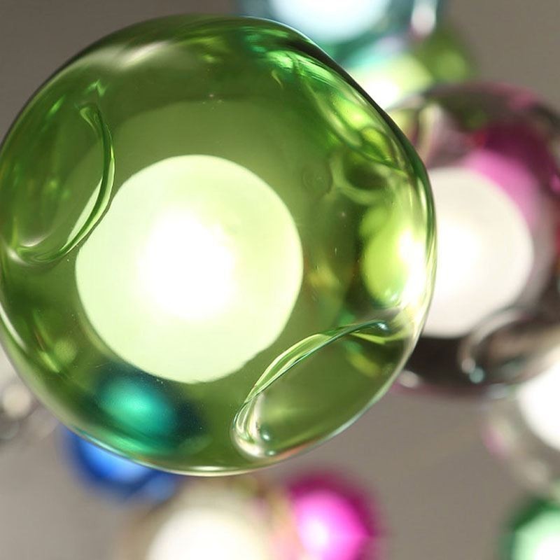 Lámpara colgante moderna con forma de bola de cristal, lámpara de araña de cristal colorida (estilo colorido, contáctenos)