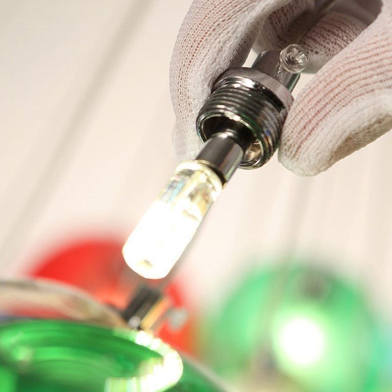 Lámpara colgante moderna con forma de bola de cristal, lámpara de araña de cristal colorida (estilo colorido, contáctenos)