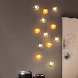 Lámpara colgante moderna con forma de bola de cristal, lámpara de araña de cristal colorida (estilo colorido, contáctenos)