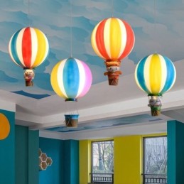 Lámpara colgante de globo aerostático colorido, luz decorativa acrílica