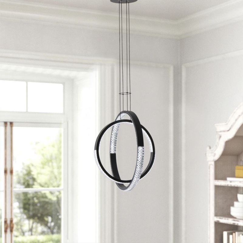 Lámpara de araña moderna de 2 anillos con iluminación colgante para comedor