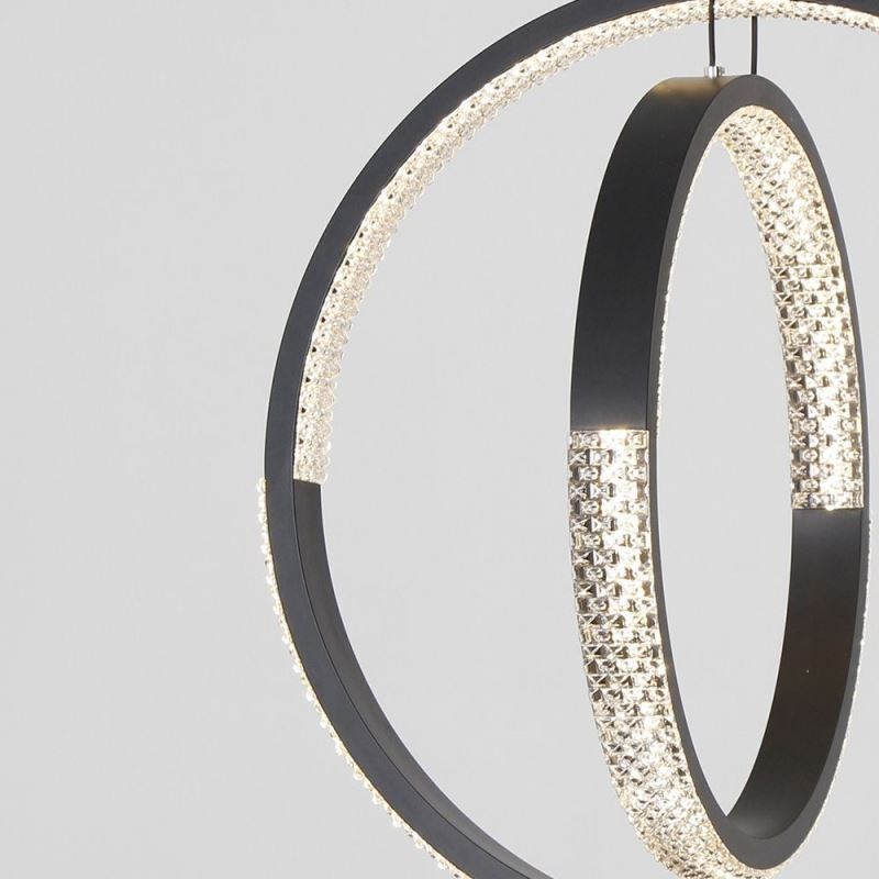 Lámpara de araña moderna de 2 anillos con iluminación colgante para comedor