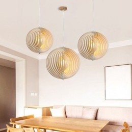 Lámpara colgante moderna de madera de tilo con forma de bola redonda