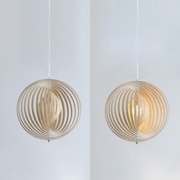 Lámpara colgante moderna de madera de tilo con forma de bola redonda