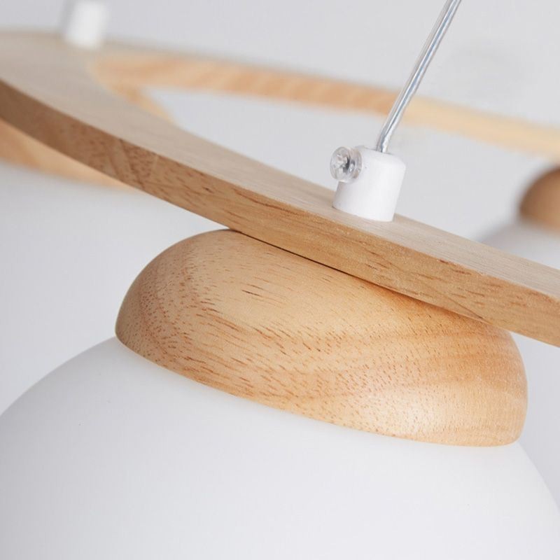 Lámpara colgante de madera japonesa con forma de molécula