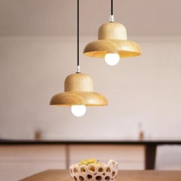 Lámpara colgante de madera japonesa para sombreros
