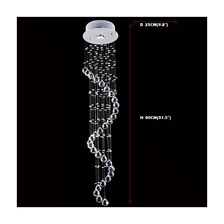 Lámpara colgante de cristal, 1 luz, plateada, transparente, K9, cristal helicoidal, lámparas de techo, altura 80 cm. Lámpara colgante de cristal, 1 luz, plateada, transparente, K9, cristal helicoidal, lámparas de techo, altura 80 cm.