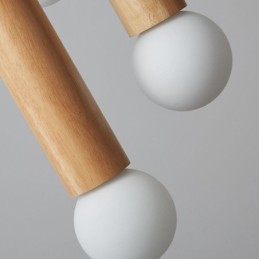 Lámpara colgante de madera japonesa de 6 luces