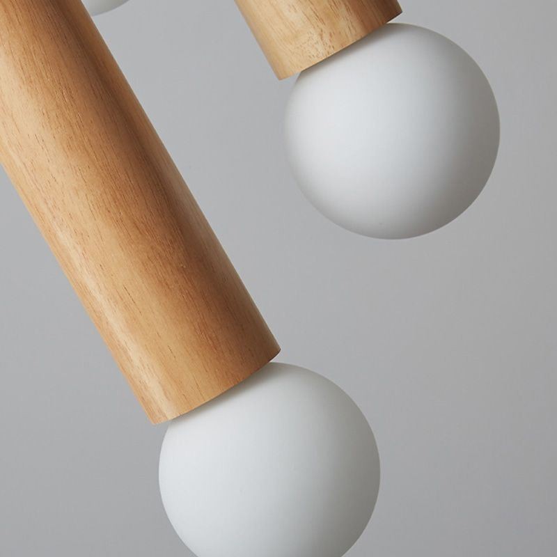 Lámpara colgante de madera japonesa de 6 luces