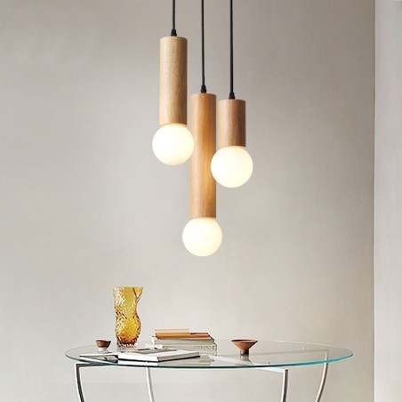 Lámpara colgante de madera japonesa de 3 luces Lámpara colgante de madera japonesa de 3 luces