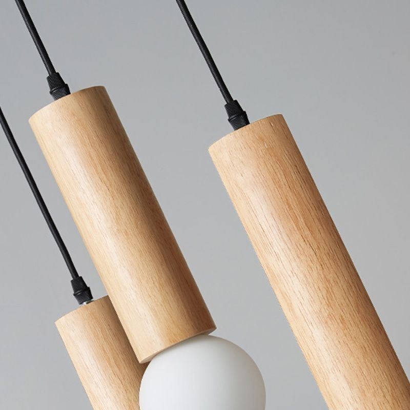 Lámpara colgante de madera japonesa de 3 luces