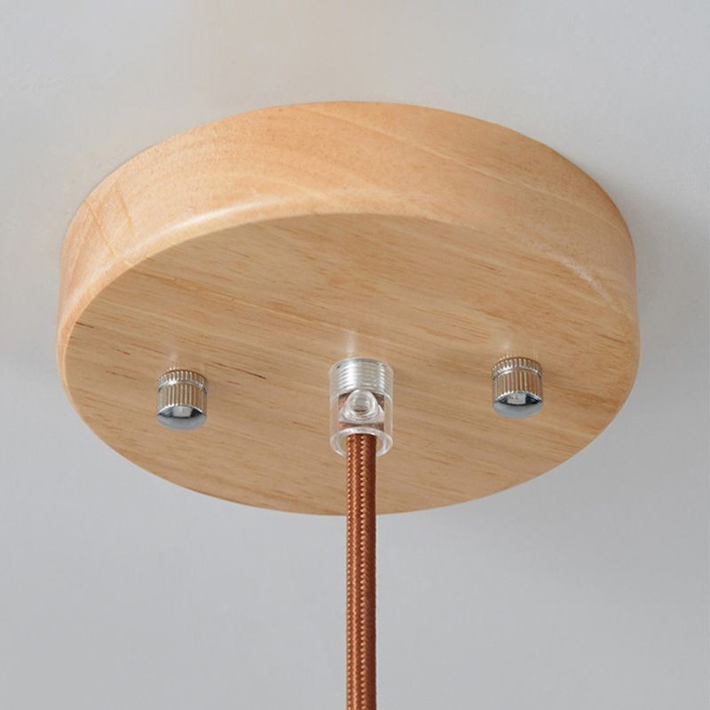 Lámpara colgante de madera japonesa con farol de cristal