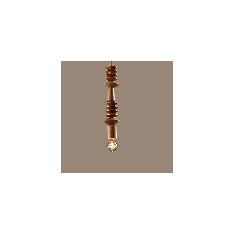 Lámpara de araña estilo mini, tradicional, clásica, de madera y bambú.