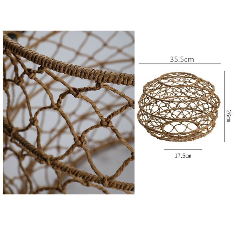 Lámpara colgante pastoral moderna de ratán con pantalla plegable