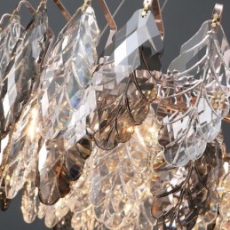 Lámpara colgante de hierro europea con diseño creativo de hojas de cristal