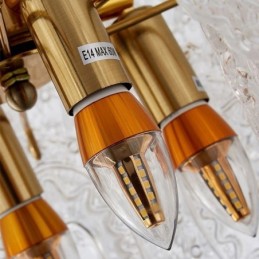 Lámpara colgante de cristal moderna con decoración de bronce y oro