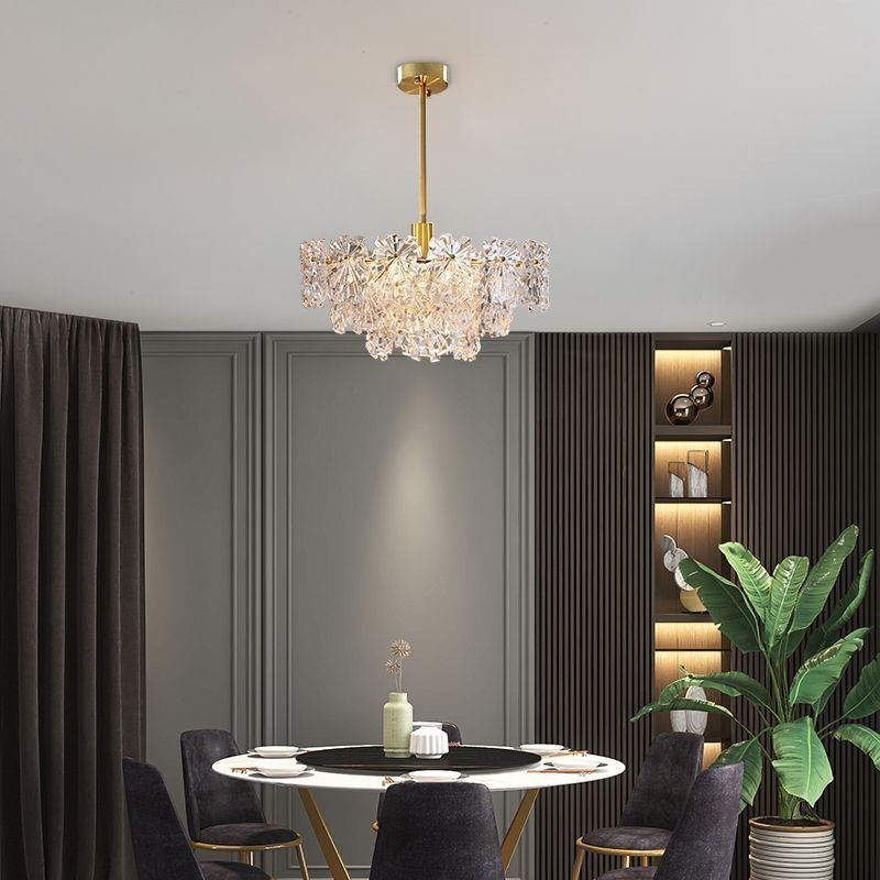 Lámpara colgante de lujo para decoración del hogar, lámpara de araña de cristal para sala de estar