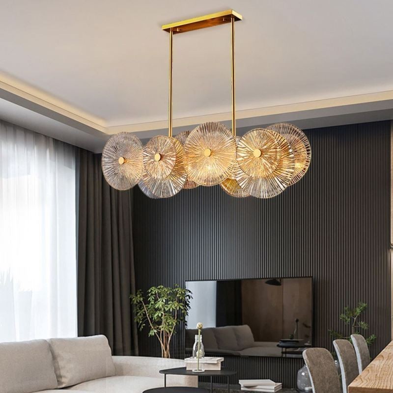 Lámpara colgante moderna de cristal con forma de disco de chispa y fuegos artificiales, iluminación para decoración del hogar