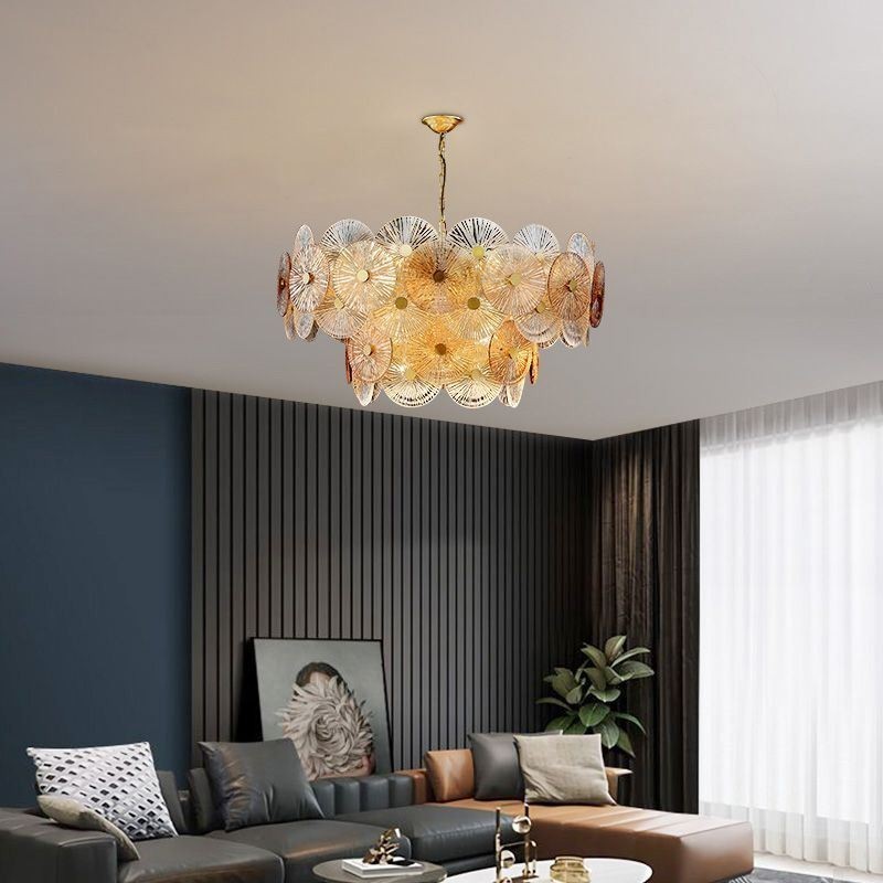 Lámpara colgante moderna de cristal con forma de disco de chispa y fuegos artificiales, iluminación decorativa para el hogar
