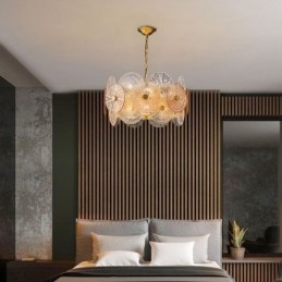 Lámpara colgante moderna de cristal con forma de disco de chispa y fuegos artificiales, iluminación decorativa para el hogar