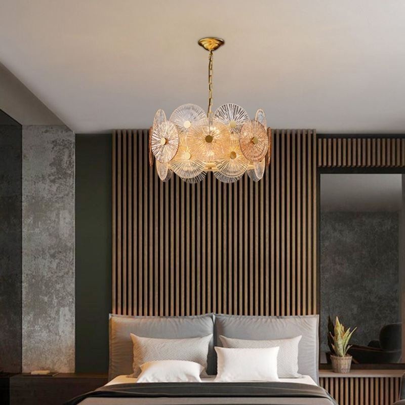 Lámpara colgante moderna de cristal con forma de disco de chispa y fuegos artificiales, iluminación decorativa para el hogar