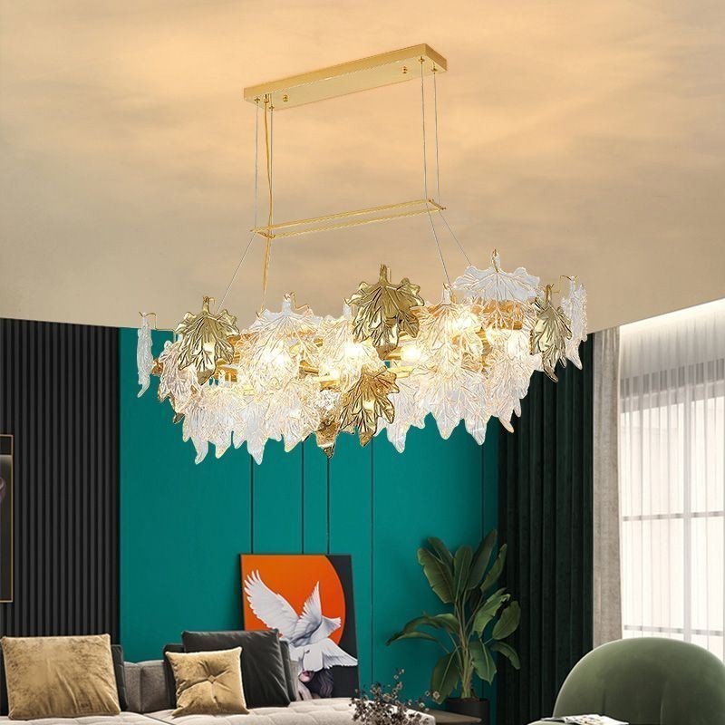 Lámpara colgante de hoja de arce, decoración del hogar, iluminación de vidrio