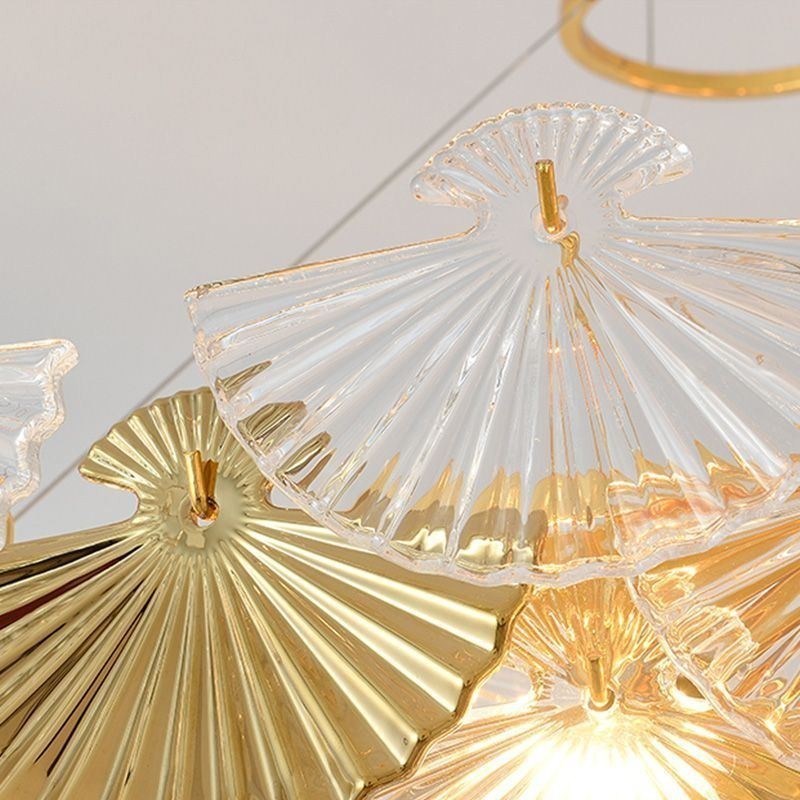 Lámpara colgante de cristal estilo europeo con forma de abanico