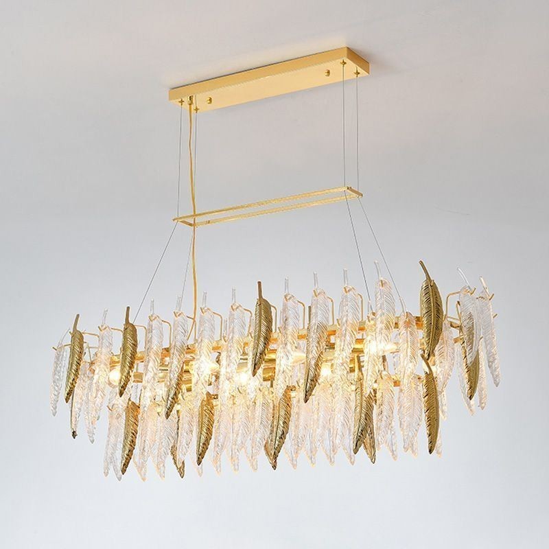 Lámpara colgante ovalada de plumas de cristal artístico