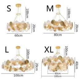 Lámparas de araña modernas de cristal con forma de concha para comedor