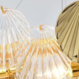 Lámparas de araña modernas de cristal con forma de concha para comedor