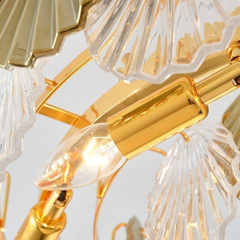 Lámparas de araña modernas de cristal con forma de concha para comedor