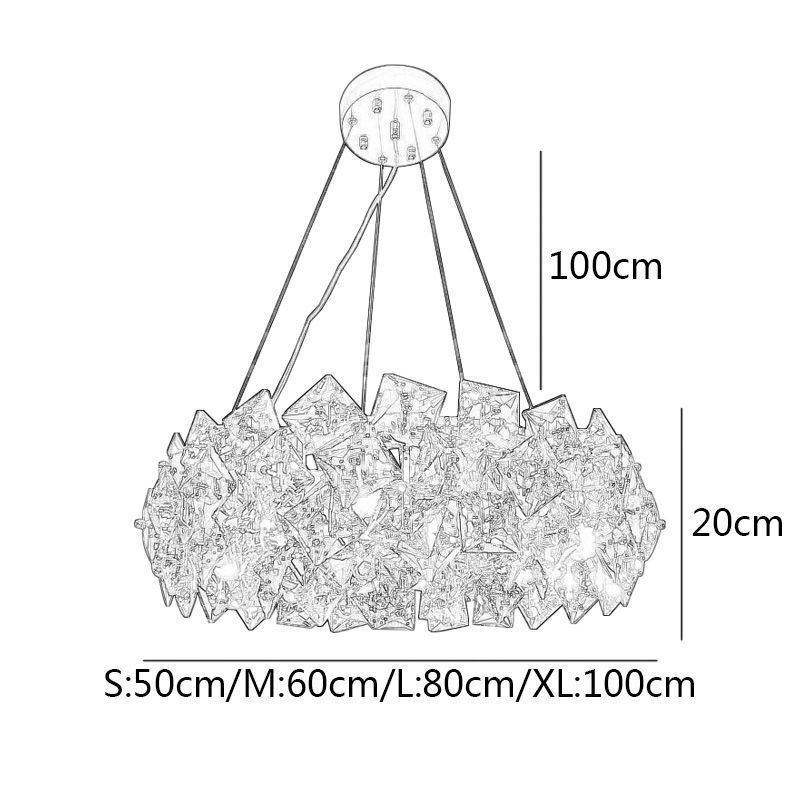 Lámpara colgante minimalista moderna de cristal de lujo ligera para sala de estar