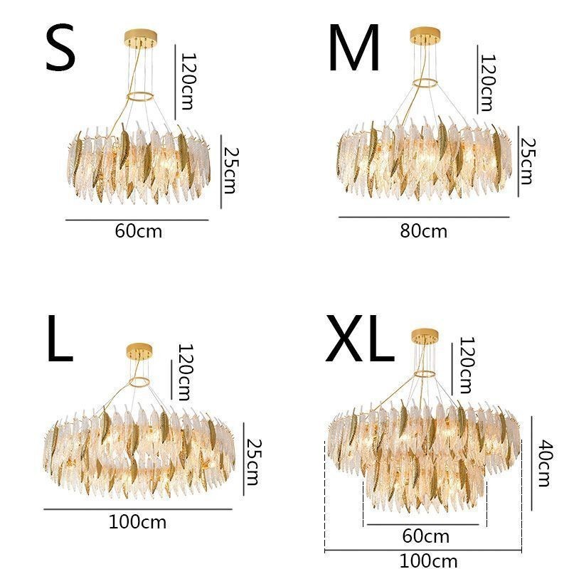 Lámpara de techo redonda con plumas de cristal artístico