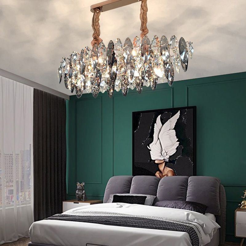 Lámpara colgante de lujo ligera para decoración del hogar, lámpara de araña de cristal para sala de estar