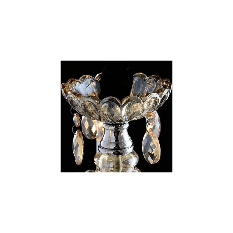 Lámpara de araña de cristal estilo palacio de 3 luces con bombilla de vela