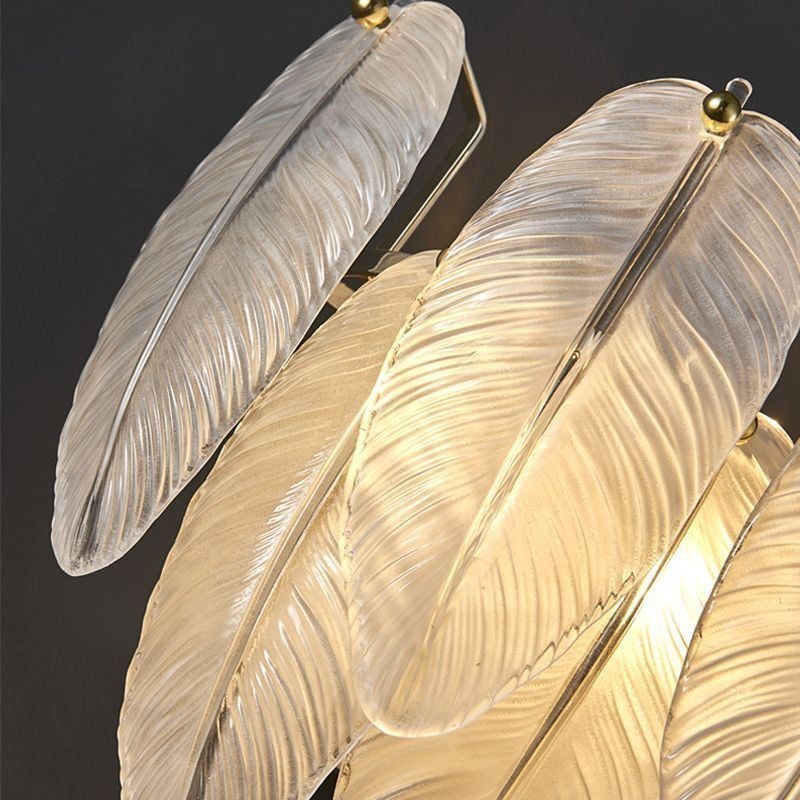 Lámpara colgante redonda de plumas de cristal artístico