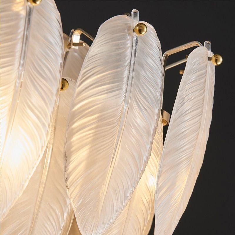 Lámpara colgante redonda de plumas de cristal artístico