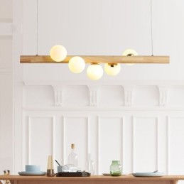 Lámpara colgante de tiras de madera con diseño de frijol mágico
