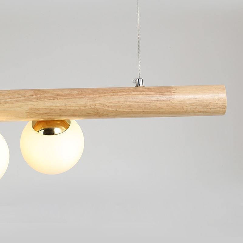 Lámpara colgante de tiras de madera con diseño de frijol mágico