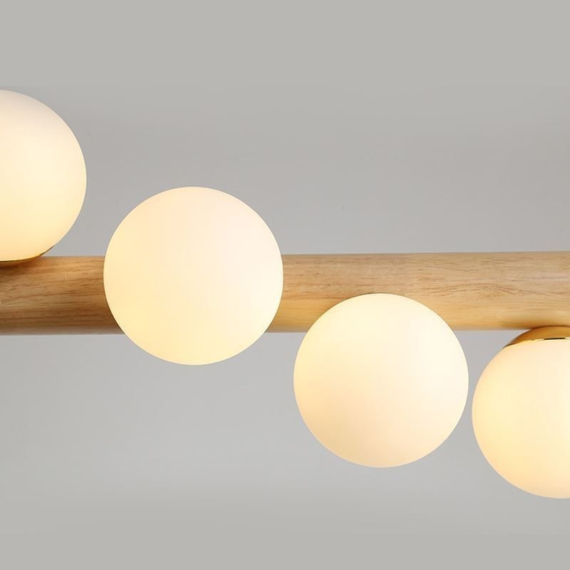 Lámpara colgante de tiras de madera con diseño de frijol mágico