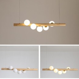 Lámpara colgante de tiras de madera con diseño de frijol mágico