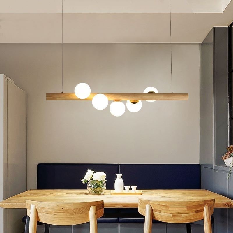 Lámpara colgante de tiras de madera con diseño de frijol mágico