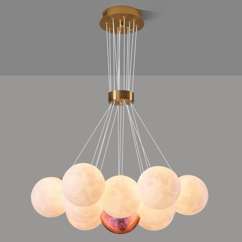 Lámpara colgante moderna con forma de burbuja de luna y bolas impresas en 3D