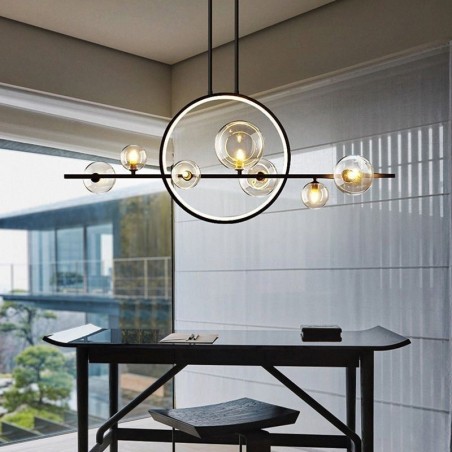 Lámpara colgante moderna de metal con burbujas de cristal transparente Lámpara colgante moderna de metal con burbujas de cristal transparente