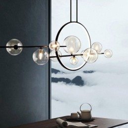 Lámpara colgante moderna de metal con burbujas de cristal transparente