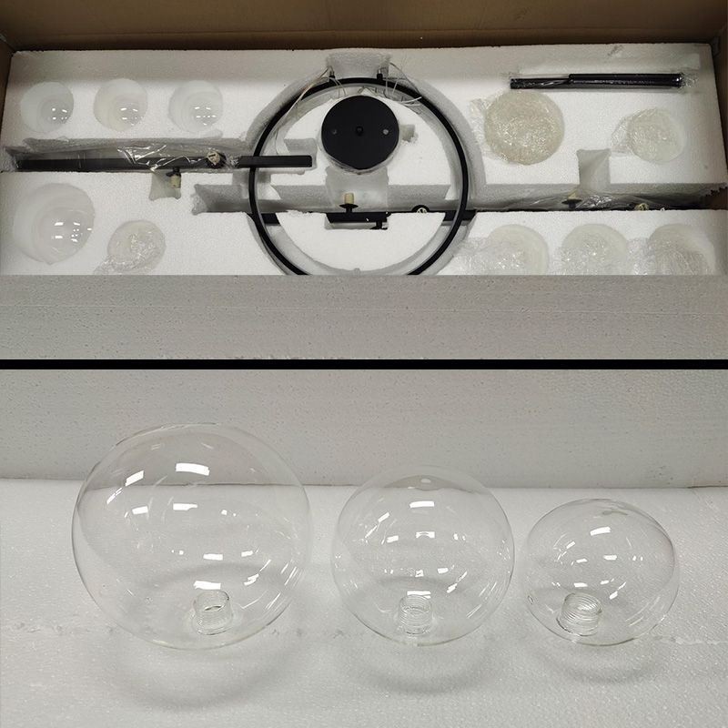 Lámpara colgante moderna de metal con burbujas de cristal transparente